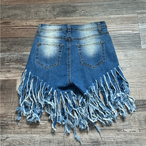 JC& JQ Jeans High Waisted Jean Shirts w/ Fringes/ Color: Blue/ Size: Small - Picture 2 of 4